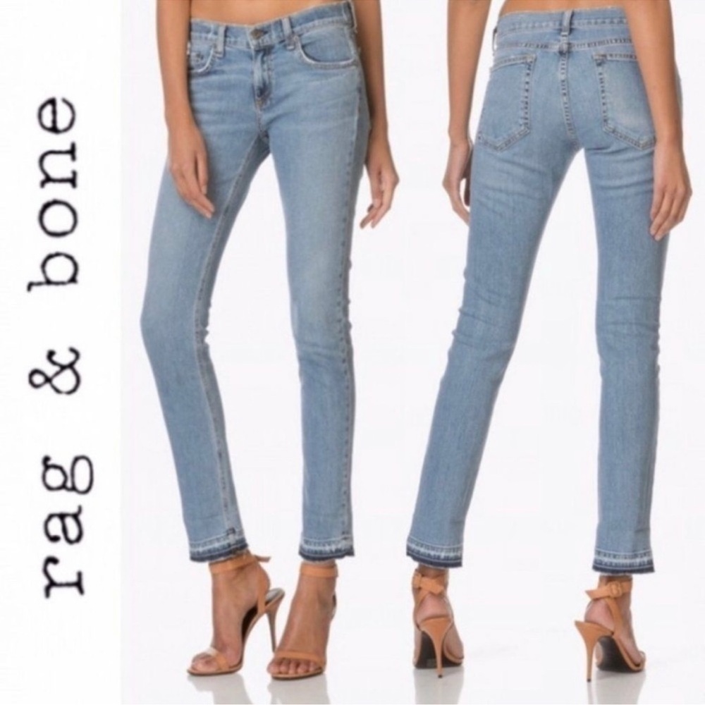 rag + bone Dre Low Rise Jeans with Raw Selvedge Hem Sz 25